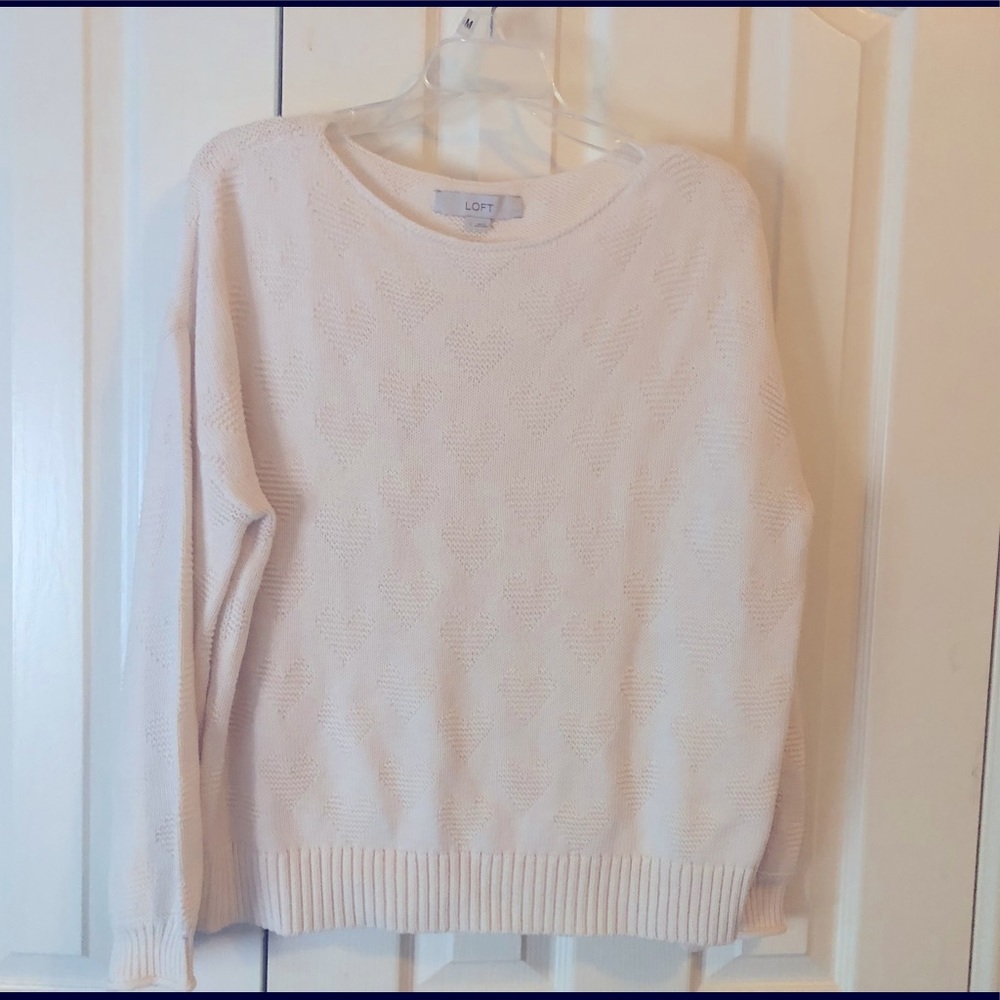 Large white Ann Taylor sweater with hearts